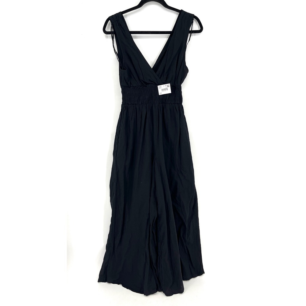 American Eagle Black V Neck Cotton Smocked Wide Leg Jumpsuit‎ XS New with tags